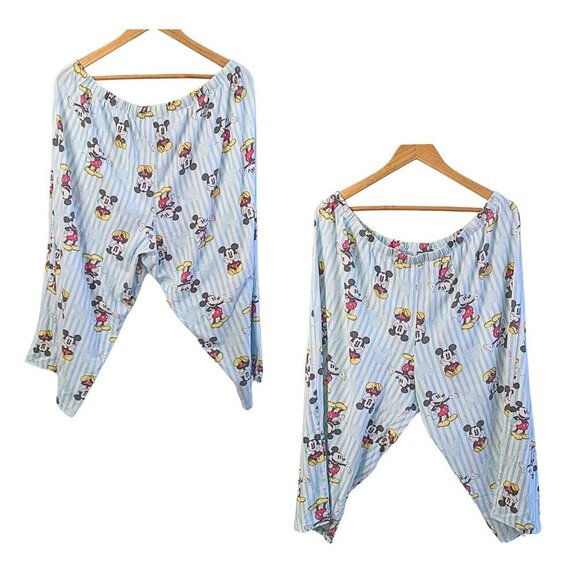 DISNEY MICKEY MOUSE Awning Stripe Cropped Pajama Pants Size 3X (22W-24W) - Picture 1 of 4